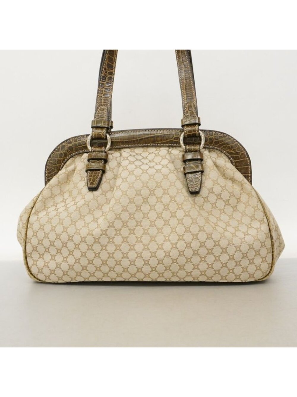 Celine Handbag Macadam Nylon Canvas Beige Champagne Gold - Picture 10 of 10